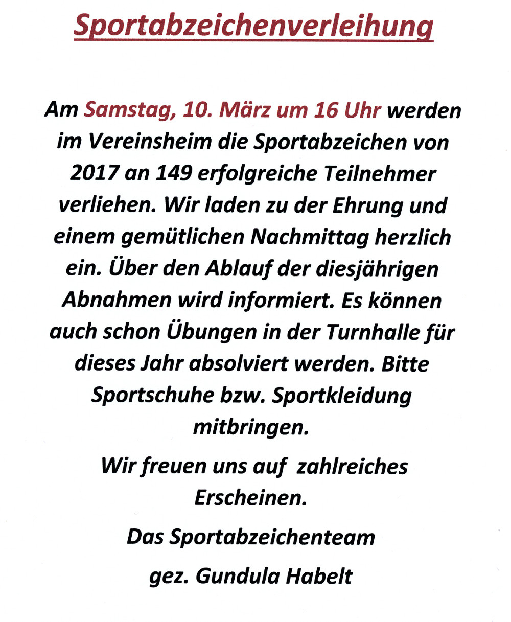 Sportabzeichenverleihung 2018